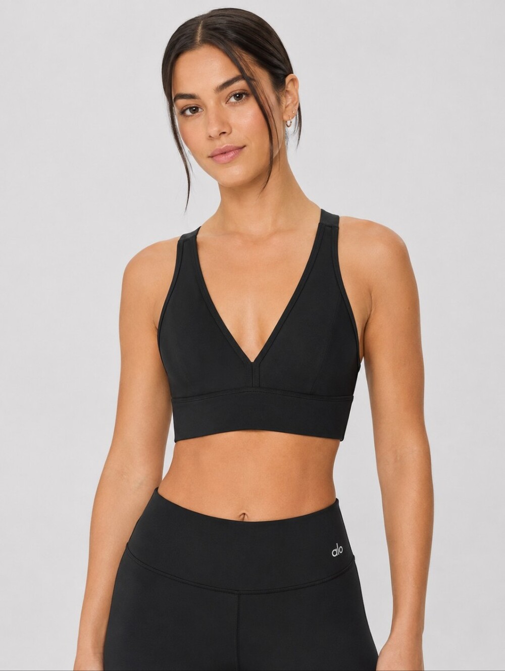 ALO Yoga Black V-Neck Wireless Sports Bra
